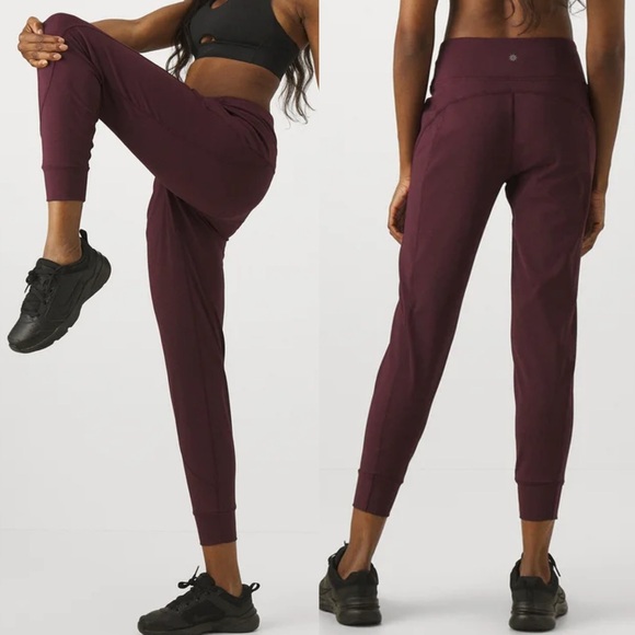 Athleta Rainier Mid Rise Soft Lined Jogger Spiced Cabernet M Athleisure Outdoor - Picture 2 of 16